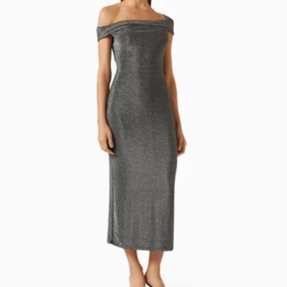 Reformation Jamen Knit Silver Metallic Sparkly Midi Dress Size Medium - Picture 6 of 15